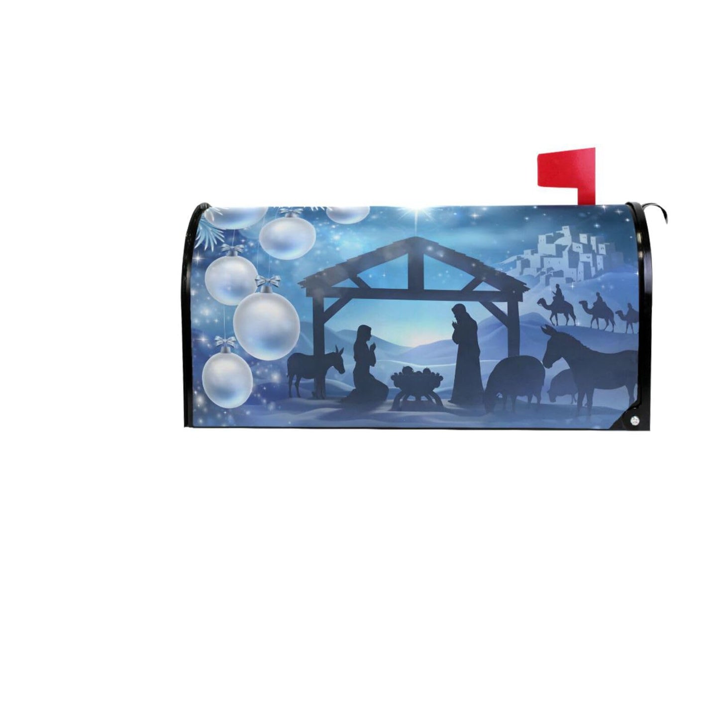 WOOR Nativity Christmas Abstract Magnetic Mailbox Cover MailWraps Garden Yard Home Decor for Outdoor Oversized-25.5" x20.8"