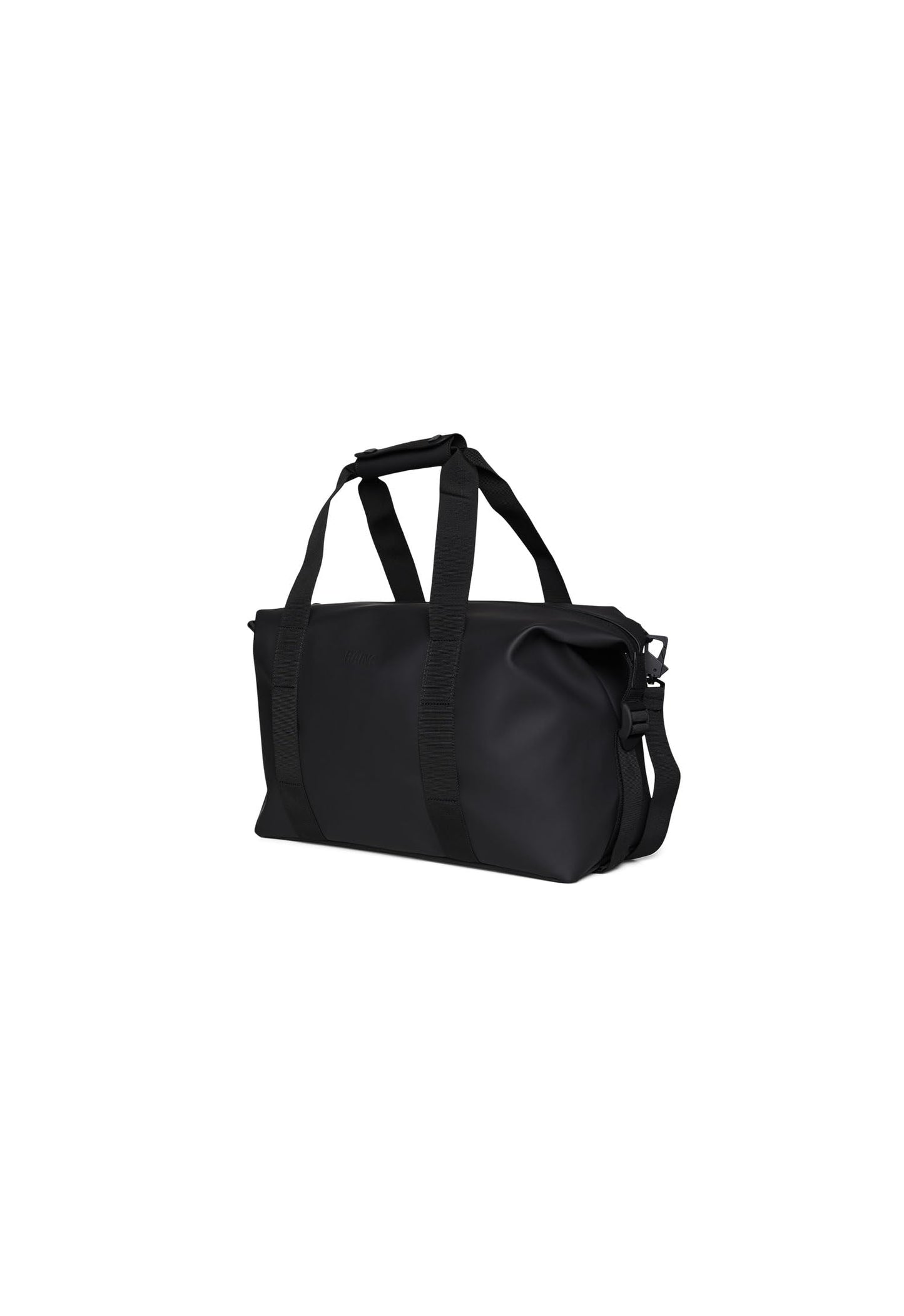 RAINS Hilo Weekend Bag Small - Black Waterproof Travel Duffel for Men and Women, Gym Carry On With Coated Zip, Shoulder & Compression Straps