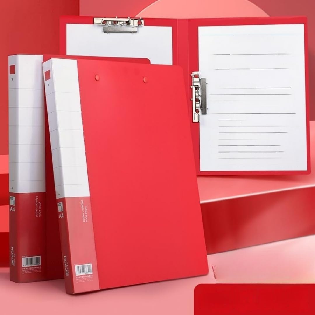 4 Pack A4 Double Strong Clips File Folder Report Cover, Punchless Binder, Clamp Binder Without Rings Office Project Folder,Documents File Folder, for Letter Size or A4 Size, 200 Sheet Capacity
