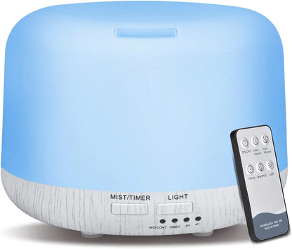 Oil Diffuser Humidifier 300ML,Electric Ultrasonic Air Aroma Diffusers Vaporizer,Scent Mist Defuser with Remote,Auto-Off,7led Color Changing Light for Large Bed Room,Home,Office