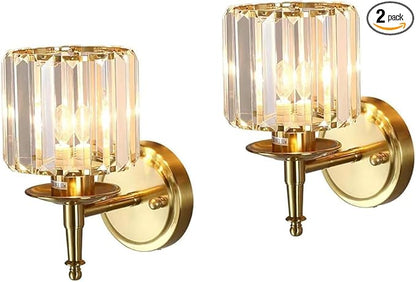 Gold Vanity Lights Bathroom, 3 Lights Fixture for Bathroom Over Mirror, Modern Crystal Wall Sconces Vanity Lighting Fixtures