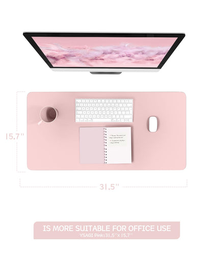 Non-Slip Desk Pad,Mouse Pad,Waterproof PVC Leather Desk Table Protector,Ultra Thin Large Desk Blotter, Easy Clean Laptop Desk Writing Mat for Office Work/Home/Decor(Pink, 31.5" x 15.7")