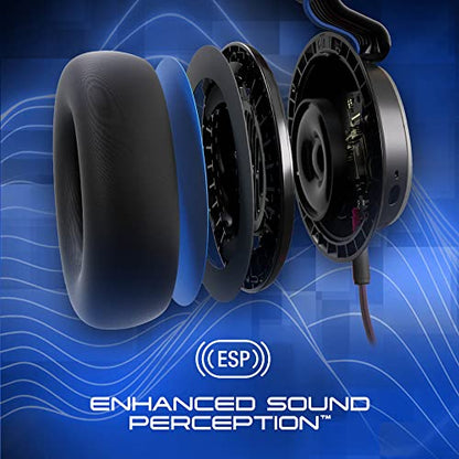 Skullcandy SLYR Pro Multi-Platform Over-Ear Wired Gaming Headset, Enhanced Sound Perception, AI Microphone, Works with Xbox Playstation and PC - Blue