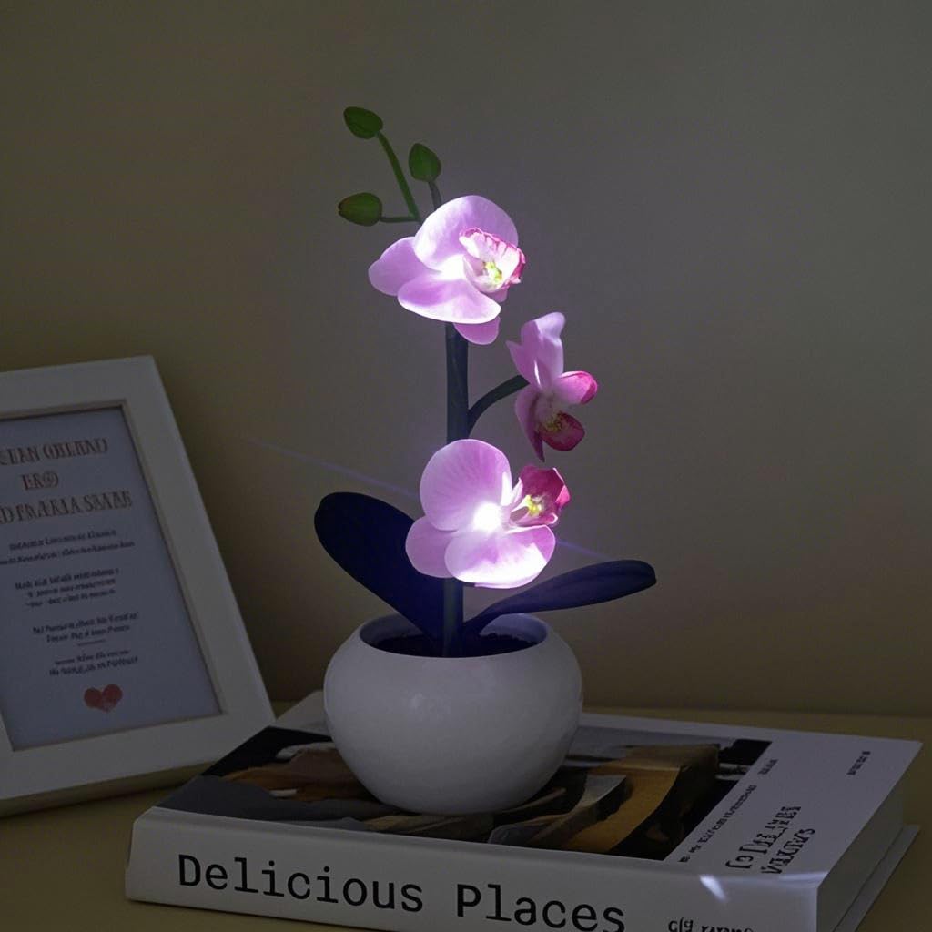 Naimo Phalaenopsis Night Light Rechargeable LED Night Lamp Flower Table Lamp for Bedroom Living Room Birthday Party Desktop Home Decor