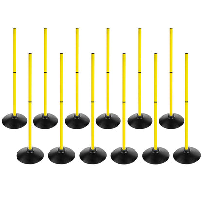 ASENVER Soccer Agility Poles Set Detachable Sports Trainning Speed Pole Slalom Poles with Rubber Base Sport Traning Equipment (3.3 FT, Pack of 12)