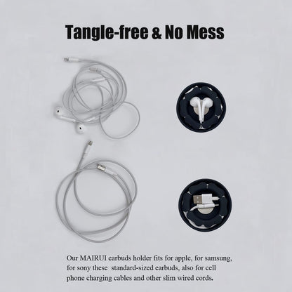 MAIRUI Wired Earbud Case Earphone Headphone Cord Organizer Earbuds Wrap Soft Silicone Magnetic Holder Storage Tangle Free Cable Winder(Black)