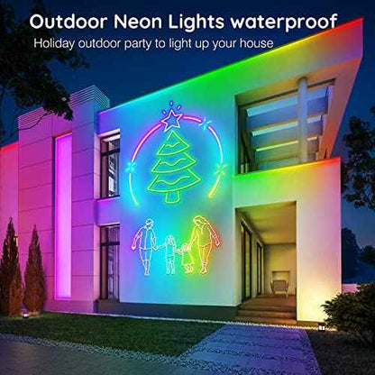 SINLEY Led Neon Rope Lights 100FT,Control with App/Remote,Flexible Led Rope Lights,Multiple Modes,IP68 Outdoor RGB Neon Lights Waterproof,Music Sync Gaming Led Strip Lights for Bedroom Indoor