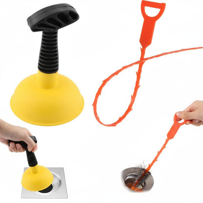 Sink Plunger, Mini Plunger with Short Handle & Drain Clog Remover, Easy to Use Powerful Unclogging Tool for Kitchen Sink, Shower Tub, Bathroom Drains, Bath