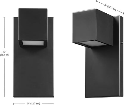 GLOBE Electric 60000124 17W Integrated LED Outdoor Wall Sconce, Matte Black Finish, 650 Lumens, 2700K Warm White, Weather-Resistant, Dimmable Exterior Light, 50,000 Hour Lifespan