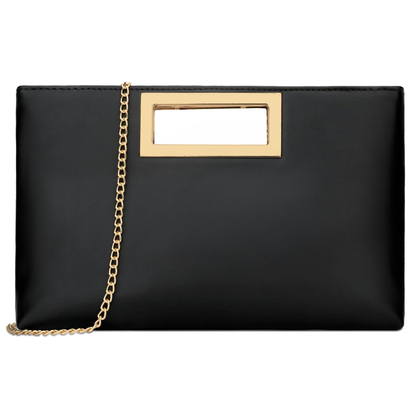 KKXIU Clutch Purse for Women Vegan Leather Evening Bag Formal Handbag for Wedding Party Prom Bridal (Black)