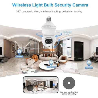 Light Bulb Security Camera, 5G/2.4GHz WiFi Lightbulb Cameras Outdoor for Home Security,2-IN-1 Bulb Security Camera with LED Light E27 Compatible, Smart AI Human Detection,Color Night Vision (1Pack)