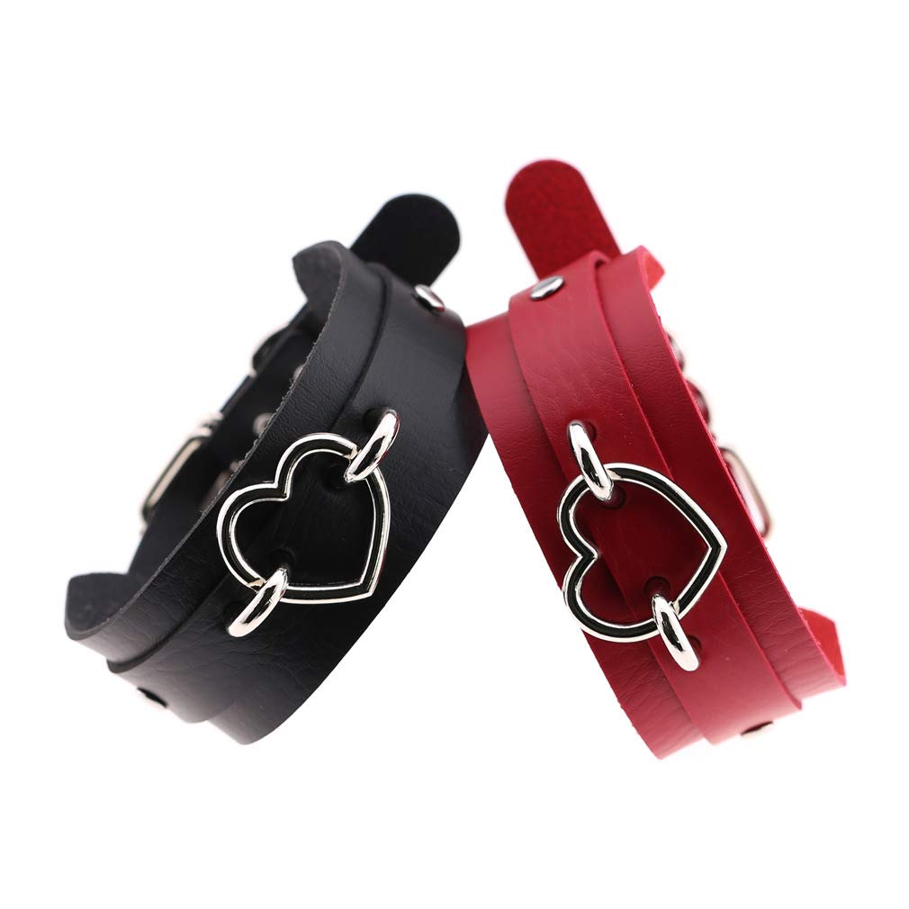 eYLun Women Leather Necklaces Collar Choker Heart Punk Rock Adjustable Collar Necklaces Blue