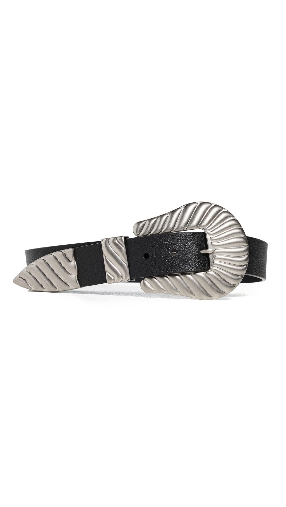 THE GREAT. Women's Stetson x The Big Buckle Belt, Black with Silver, Small