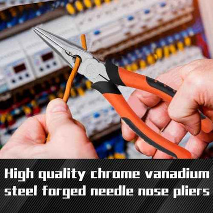 Needle Nose Pliers 8"&6",Premium Long Nose Pliers Set with Wire Cutter Heavy-Duty CRV Steel,Pliers with Soft Grip for Home/Jewelry/Crafts-2 Pack