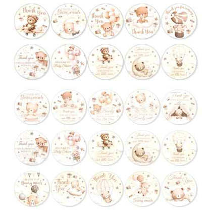 Cute Teddy Bear Baby Shower Thank You Stickers for Parents to Be and Gift Packaging Vinyl Adhesive Labels with Sweet Quotes Gender Neutral Decorations 90Pcs Water Bottles