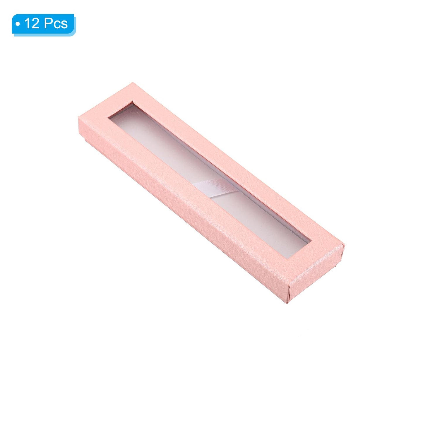 PATIKIL Pen Gift Box, 12 Pack Empty Pen Case Cardboard Case with Clear Window Pen Presentation Display Box for Pencil Ballpoint Jewelry Business Office, Pink