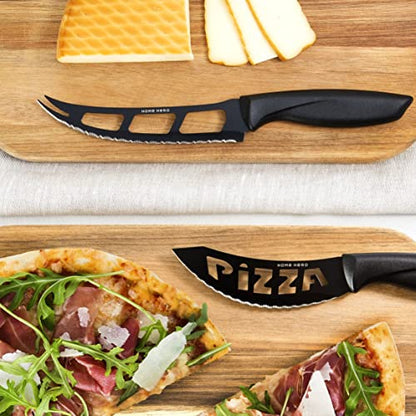 Home Hero Kitchen Knife Set with Sharpener - High Carbon Stainless Steel Knife Block Set with Ergonomic Handles (20 Pcs - Acrylic Black)
