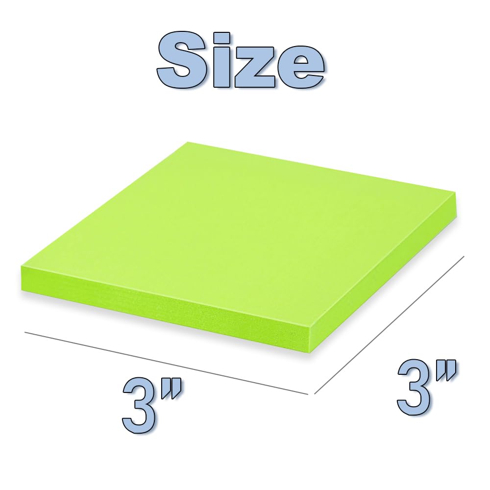(40 Pads) Sticky Notes 3x3 in,Bright Colors Notepads,Colorful Stickies,Super Sticking Power,Memo Note Pads,Post on Windows Doors,Office,School,Strong Adhesive,Recyclable,Easy to Write on,Hold Well