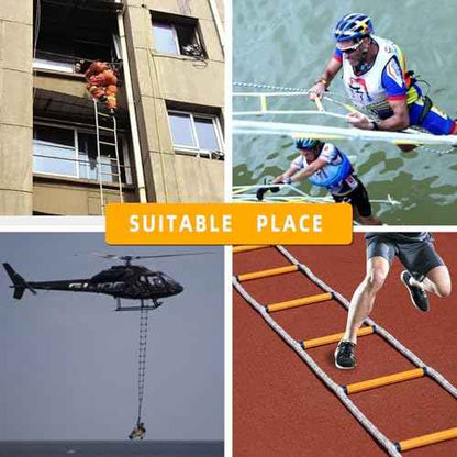Emergency Fire Escape Ladder,Flame Resistant Safety Rope Ladder with Hooks10FT/13FT/16FT/26FT/32FT/49FT,Fast to Deploy,Easy to Store Withstand Weight up to 2000 pounds(10FT)