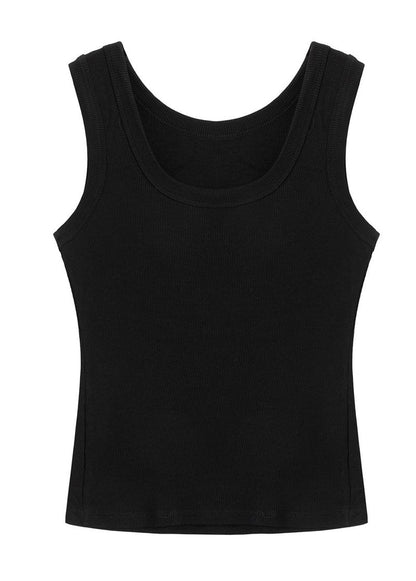 SVALIY Summer Womens Tank Tops 2025 Square Neck Fitted Sleeveless Shirts for Women Ribbed Basic Top Black