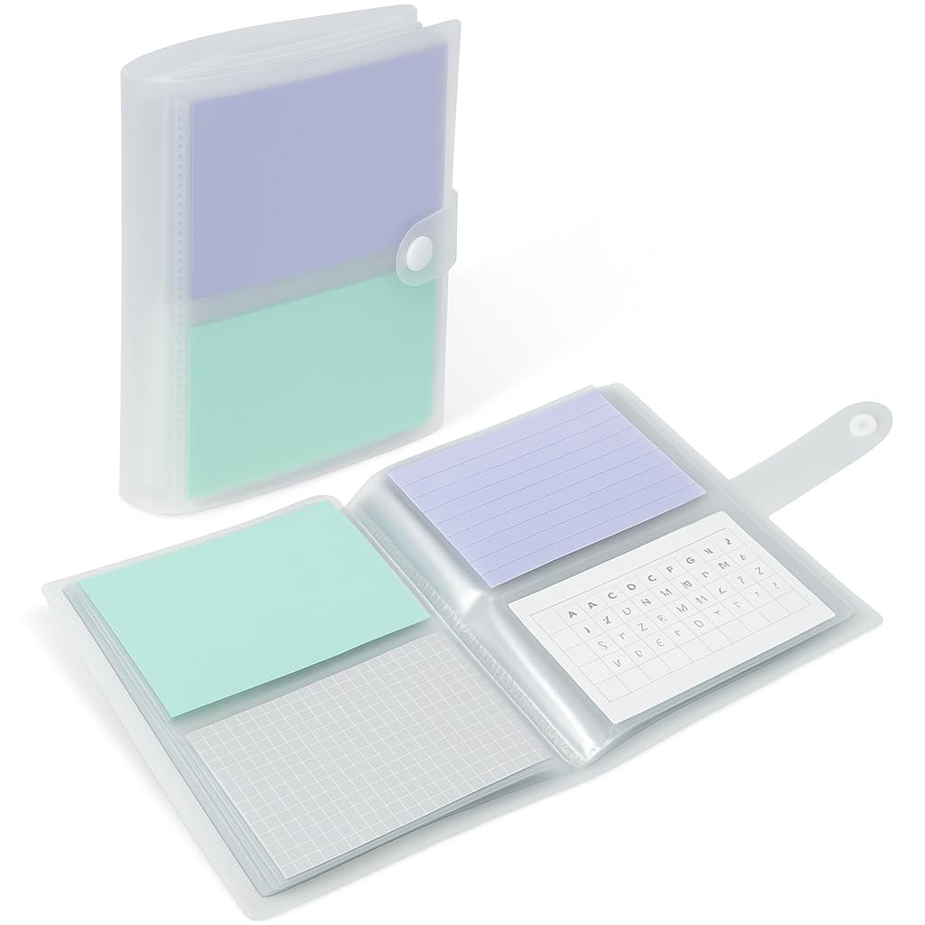 Jactales Large 5x7 Index Card Holder Binder with Clear Plastic Sleeves – 200 Pocket Card Organizer for Indexcards, Flashcards, Postcards, Recipe Cards, Photos, and Study Notes – Small Storage Album