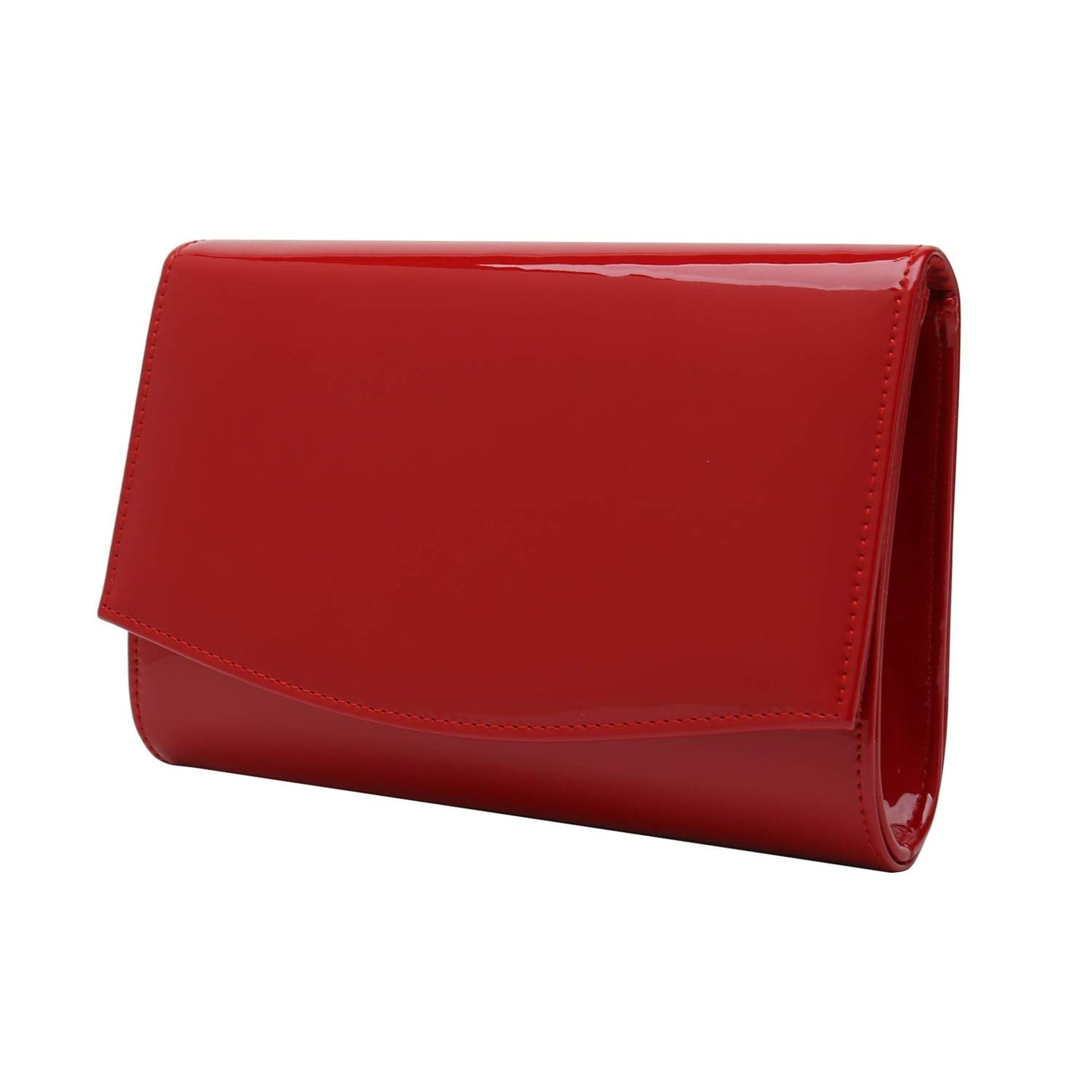 CHARMING TAILOR Patent Leather Flap Clutch for Women Classic Elegant Evening Bag Chic Dress Purse (Red)