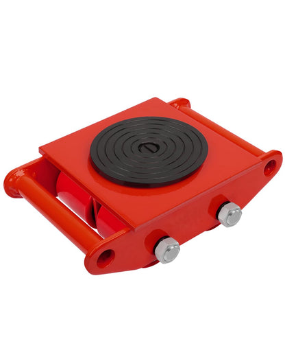 FAHKNS Machinery Mover 6T 13200LB Capacity Machinery Skate 4 Wheels Dolly Skate Roller with 360 Degree Rotation Cap for Warehouse Workshop Factory, Red