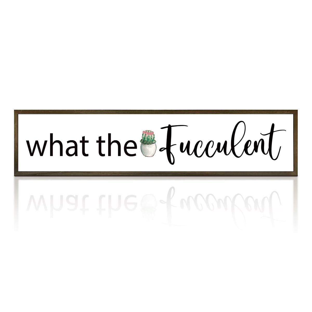 What the Fucculent Sign, Plant Lover Sign, Farmhouse Decor for Entryway, Cactus Decor, Small Wood Signs, Succulent Gift, Plant Decor Gift, Home Wall Decor Wood Framed, Wooden Box Sign Desk Décor
