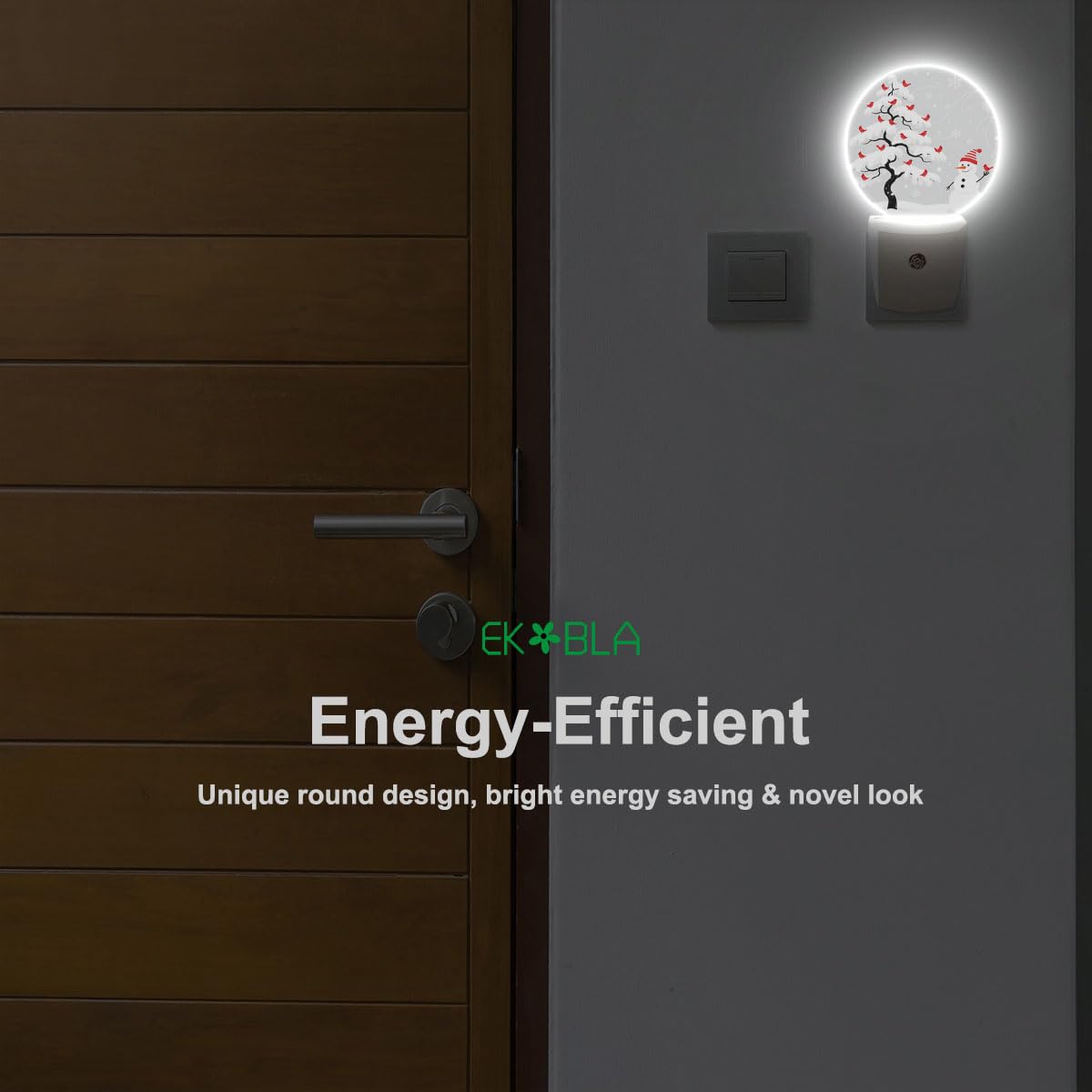 EKOBLA Snowman Night Light, Winter Snowflake and Cardinal Plug into Wall with Dusk to Dawn Sensor, 0.5W LED Energy Saving Nightlight for Kids Men Women Holiday Gift