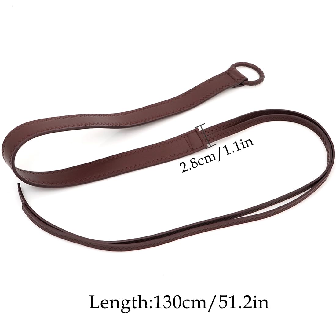 HIQUACC Women's Thin PU Leather Knotted Waist Belt with Tie Ends for Dresses Pants (Round Coffee)