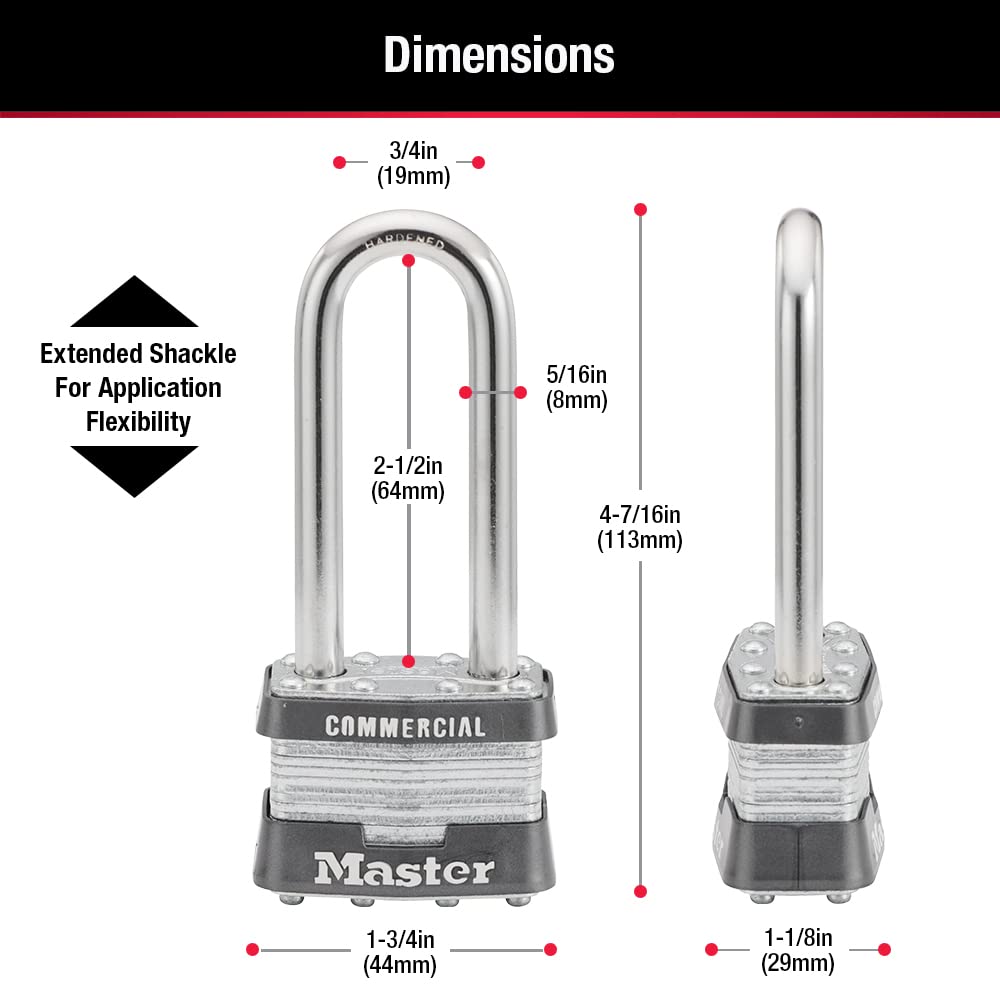 Master Lock 1KALJ Outdoor Padlock with Key, 1 Pack, Silver