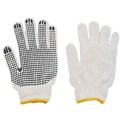 48 Pairs PVC Dotted Knit Work Gloves for Men Women, Comfortable Non Slip Cotton Gloves for General Purpose, One Size Bulk (48 Pairs White w/PVC Dots)