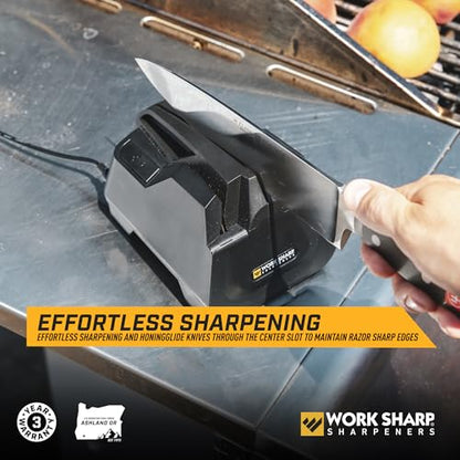 Work Sharp Electric Kitchen Knife Sharpener - Get knives ready for cookouts and BBQ's- Fits in Kitchen Drawer, Sharpens every time, fast & easy
