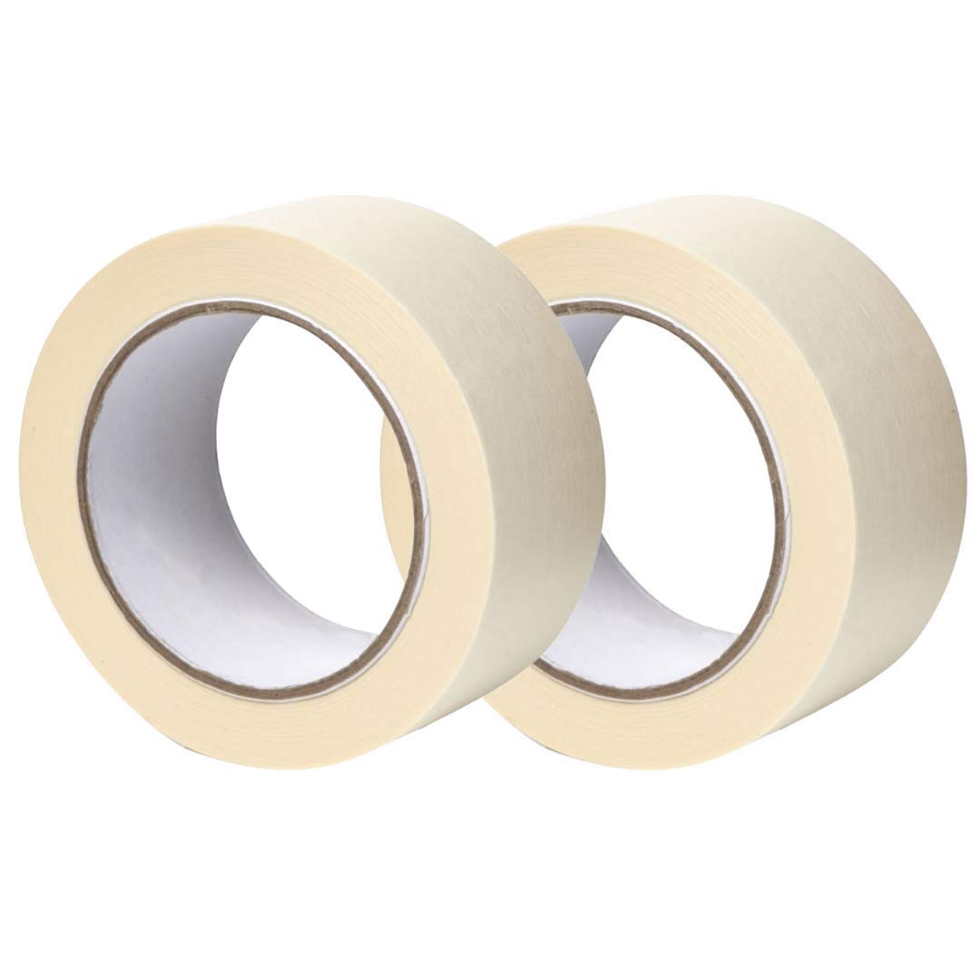 GTSE Masking Tape, 2 Pack, 2 inches x 55 Yards (164 ft), General Purpose Beige Multi-Surface Tape for Painting, Labeling and Craft, 2 Rolls
