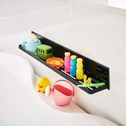 Yamazaki Industries 4859 Magnetic Bathroom Rack, Long, Black, Approx. W 23.6 x D 3.3 x H 3.1 inches (60 x 8.5 x 8 cm), Tower, Bathroom Storage, Drainage Holes, Hooks Included
