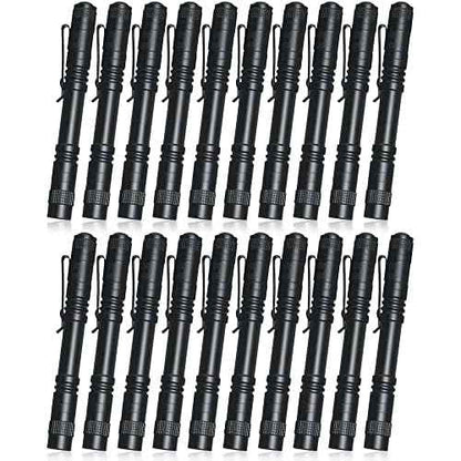 Vinsot 20 Pack LED Pen Lights Bulk Large Pen Light Flashlights Pocket 5.12 Inch LED Torch with Clip Aluminum Waterproof Flashlight for Nurses Hospital Outdoor Camping Emergency Hiking