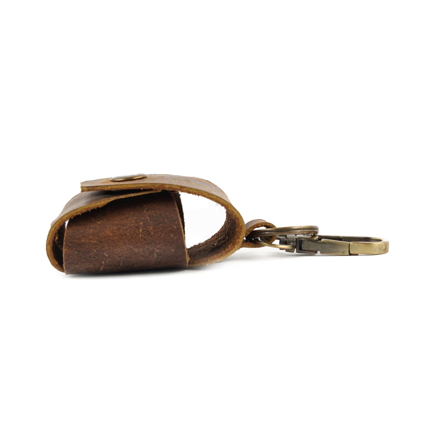 CestAntiQ Genuine Leather AirPods Case with Keychain, LeatherCase Cover Compatible for Apple AirPods 1 and 2, Secure Snap-Fastener Brown Leather Case