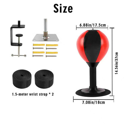 Desktop Focus Punching Bag for Stress Relief and Boxing Training, Heavy Duty Desk Punching Bag with Strong Suction Cup and Clamp Mount, Tabletop Exercise Equipment for Office and Home Workout