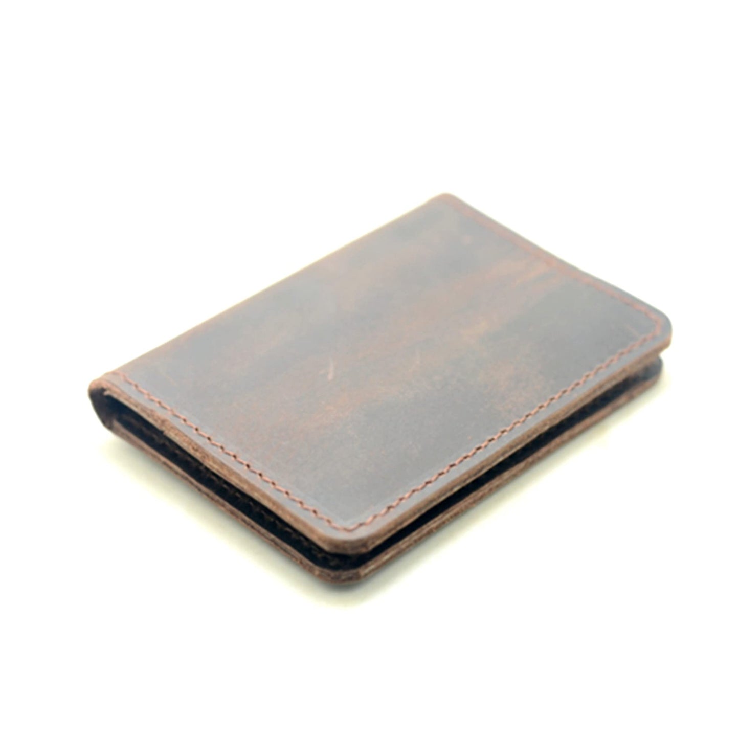Handmade Distressed Men's Minimalist Leather Wallet Card Holder Wallets for Gifts Dark Brown style1