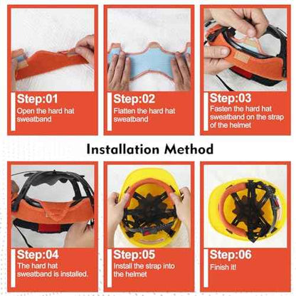 20 Pcs Reusable Sweat Bands for Hard Hats, Washable Cotton Hard Hat Liner and Comfort Pad