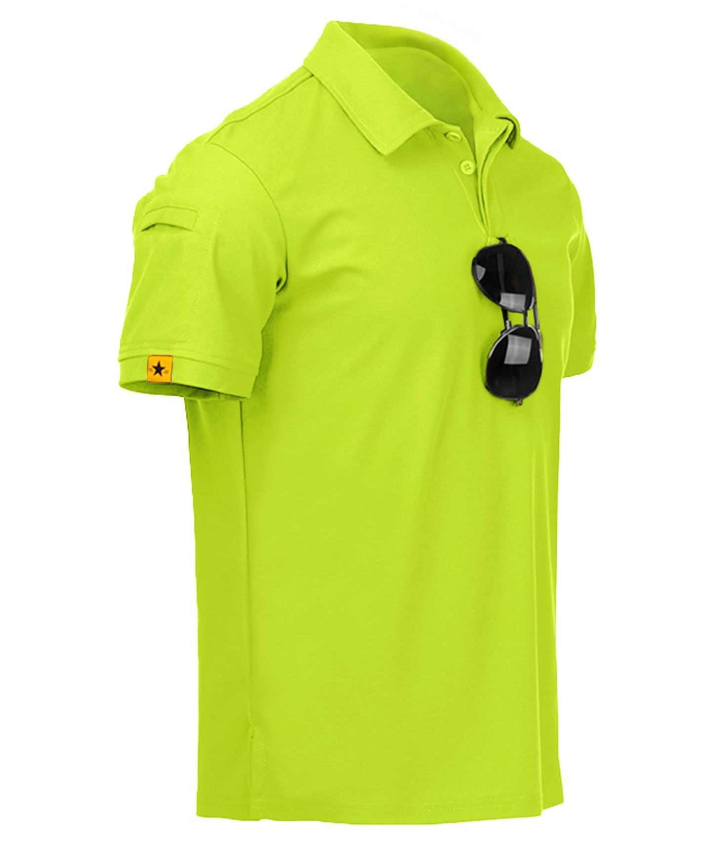 ZITY Mens Polo Shirt Short Sleeve Sports Tactical T-Shirt Athletic Golf Polos Daily Casual Stylish Collared Shirts for Men Lemon Green 5X-Large