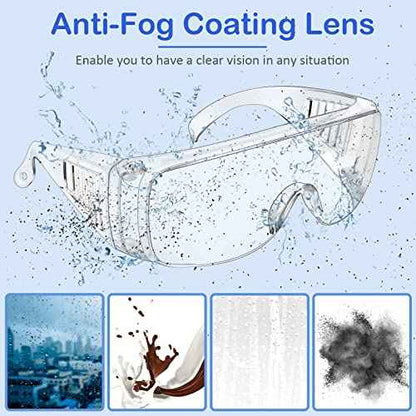 Queekay Safety Glasses over Eyeglasses Anti Dust Impact Scratch Safety Goggles for Men Women Nurses Workers Architect Lab