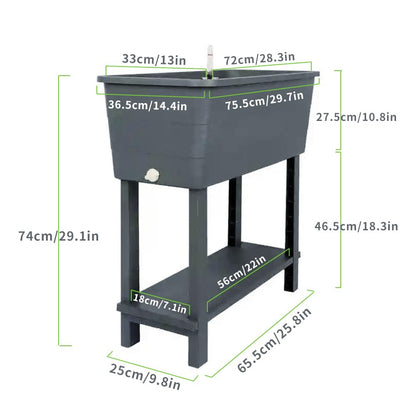 Megawodar 3 Pcs Self Watering Elevated Raised Garden Bed, Large Outdoor Plastic Planter Box Big Flower Plant Pot for Planting Flowers Vegetables and Herbs (3, Dark Grey)