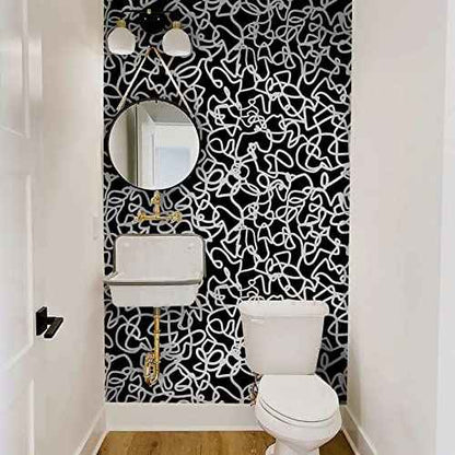 Ismoon 17.3"x118" Peel and Stick Wallpaper Black and White Contact Paper Black Modern Striped Removable Self-Adhesive Wall Paper Renter Friendly Wallpaper for Bathroom Bedroom Cabinets Decor Vinyl