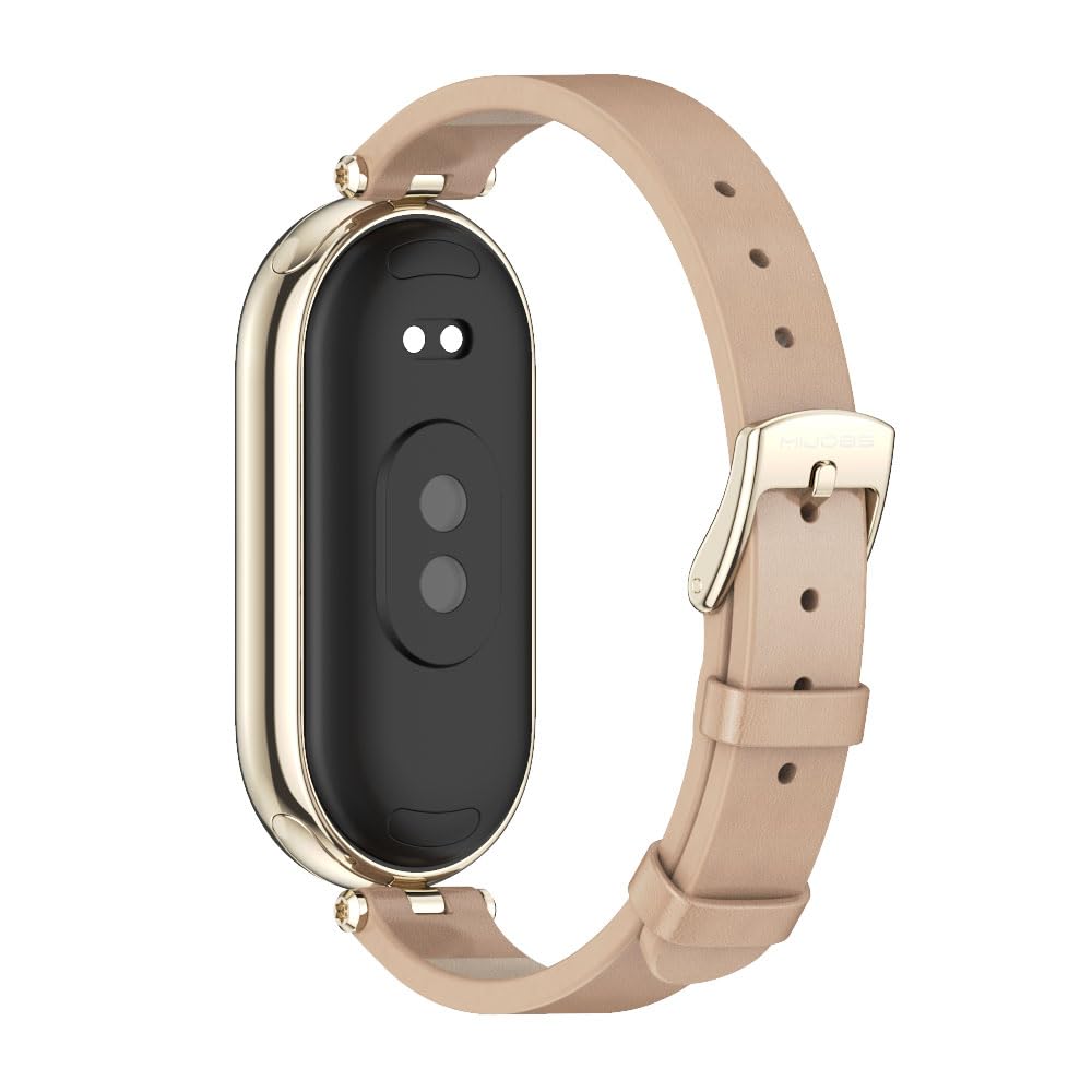MIJOBS Strap for Xiaomi Mi Band 10/9/8 Genuine Leather Replacement Straps for Mi Fit Band 9 Breathable SmartWatch Straps Wristband Bracelet