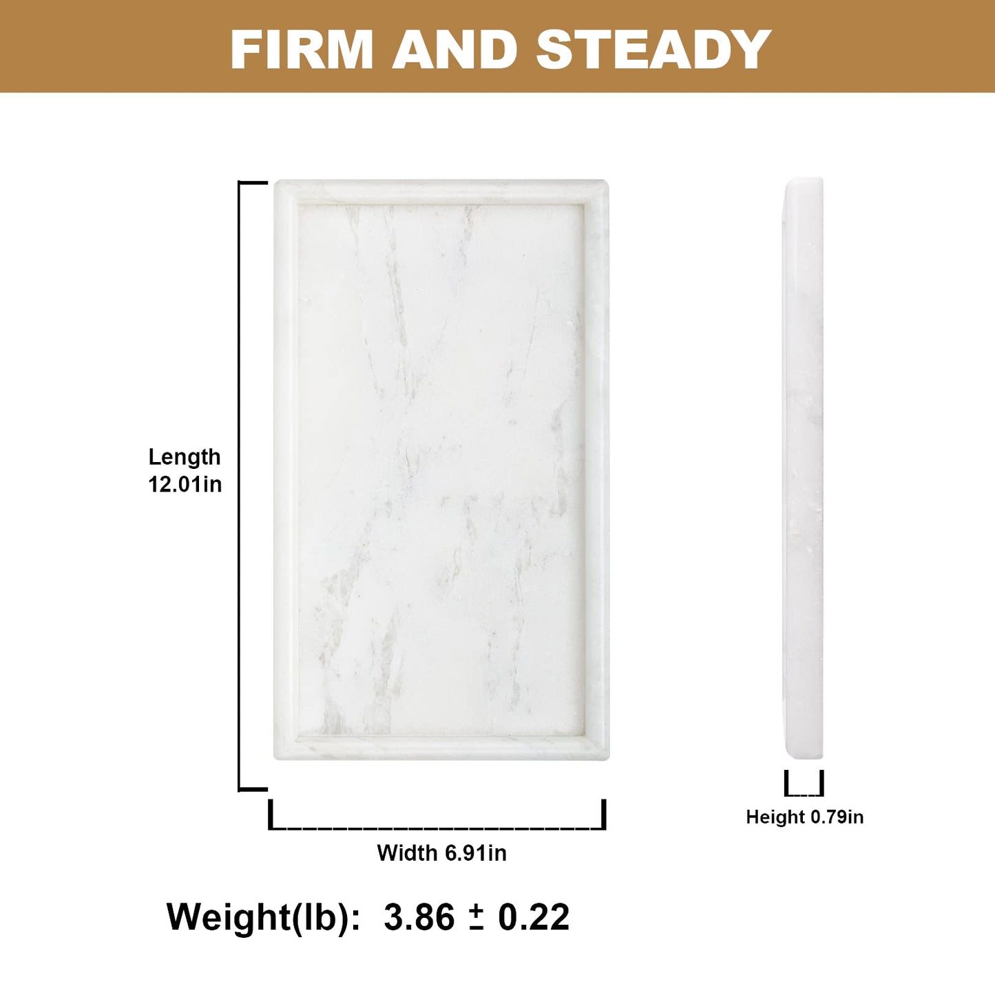 Koville African Natural Marble Tray, 12"x7" Coffee Table Vanity/Decorative Tray for Jewerly, Watch, Perfume Candle Tray for Bedroom/Bathroom/Kitchen Countertop