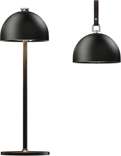 Outdoor Table Lamp,8-75 Hours Battery Powered Lights,Black Rechargeable Desk Lamp,Waterproof,Magnetic,Stepless Dimming,Adjustable Height,for Camping,Living Room,Dinner,Shower,Night Light