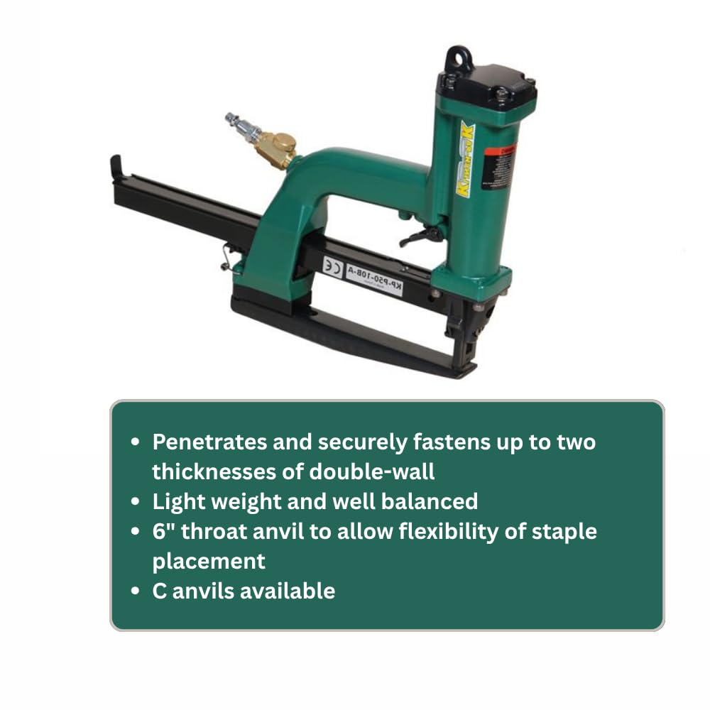 Klinch-Pak KP-P50-779 Pneumatic 1/2-Inch Crown Plier Stapler for 779 Series Staples Accepts 5/16" - 5/8" Length Staples, Ideal for Trays, Lids, End Caps, Header, Bags, Container Inserts and Bedding
