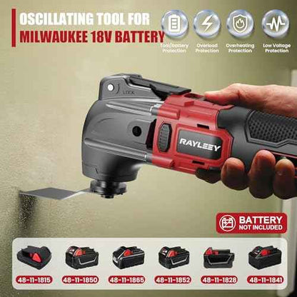 Oscillating Multi-Tool Kit Compatible With MILWAUKEE 18V Battery,Cordless Oscillating Tools With Brushless Motor,6 Speed,22PCS Accessories,4¡Æ Oscillation Angle for Cutting/Grinding/Sanding(Tool Only)