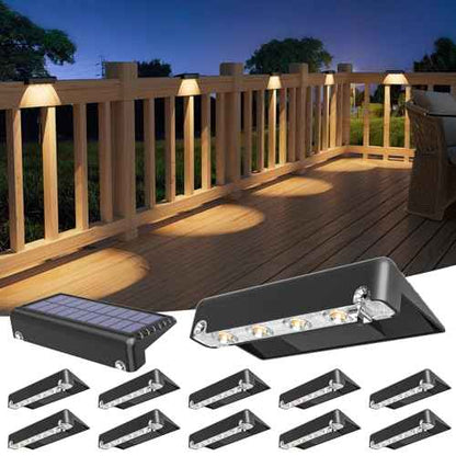 VOLISUN Solar Deck Lights 12 Pack, Warm White Glow LED Large Size Lamp, IP65 Waterproof Step Lights Outdoor for Deck, Step, Fence, Railing, Wall and Stairs (Black)